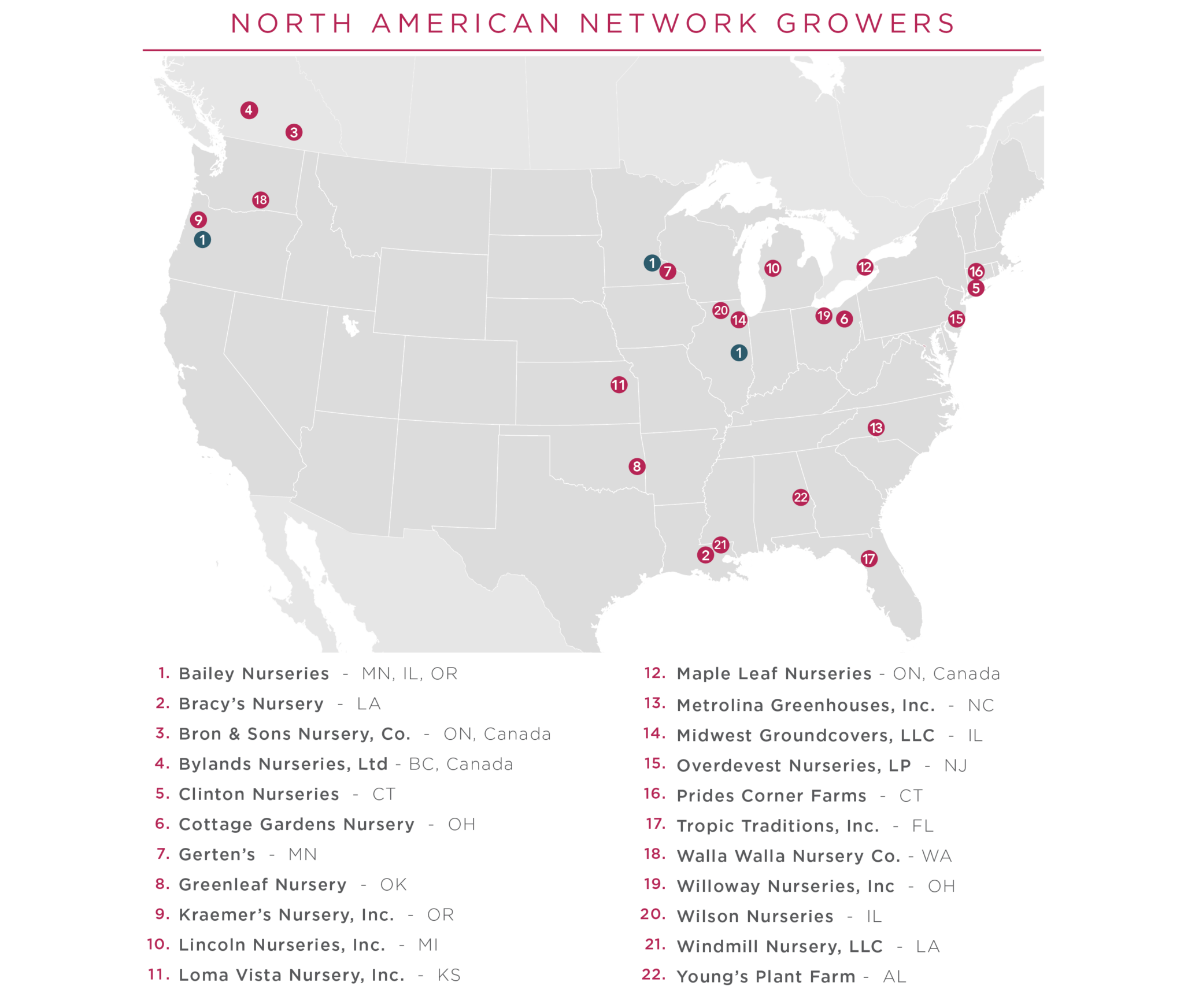 Easy Elegance® Network Growers map