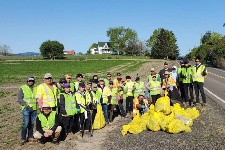 Bailey Nurseries team cleaning up roads in Oregon.