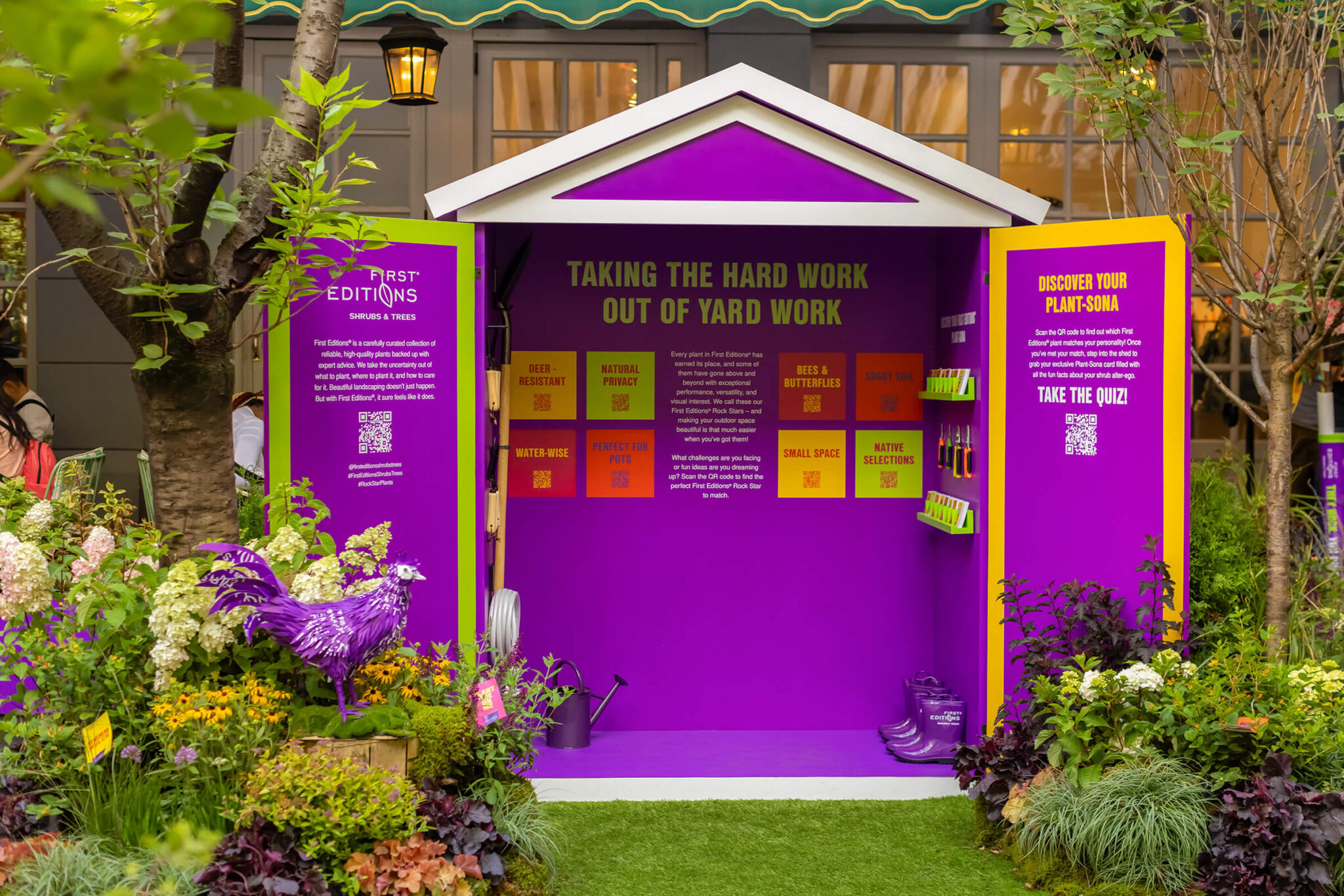 First Editions® garden shed at immersive brand activation held in the Garden at Ladurée SoHo in New York City.